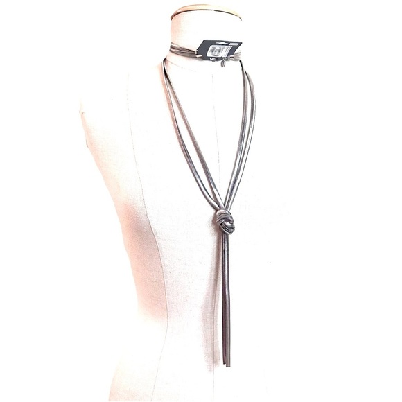 EXPRESS Silver Snake Chain Knot Lariat Tassel Necklace NWT​ - Picture 5 of 7